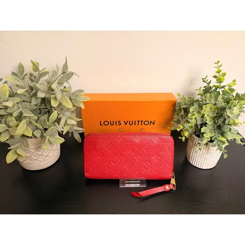Louis Vuitton Zippy‎ Wallet Monogram Empreinte Leather Red Authentic